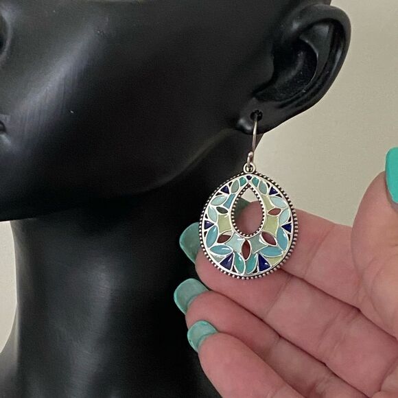 James Avery Retired Byzantine Enamel Drop Earrings - Picture 4 of 5